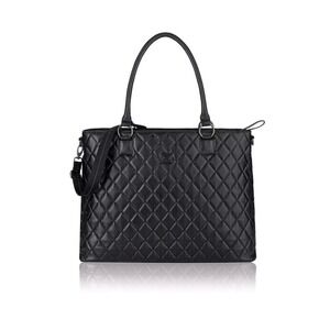 Solo New York Quilted Laptop Tote Bag Black Work Briefcase Crossbody Strap
